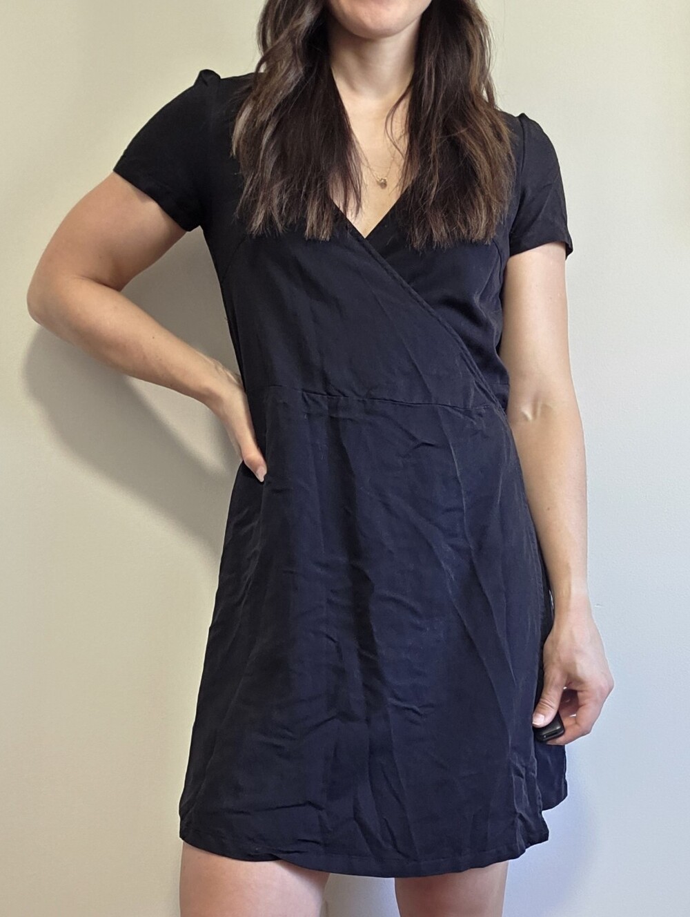 Muji Short-Sleeve V-Neck Wrap Dress